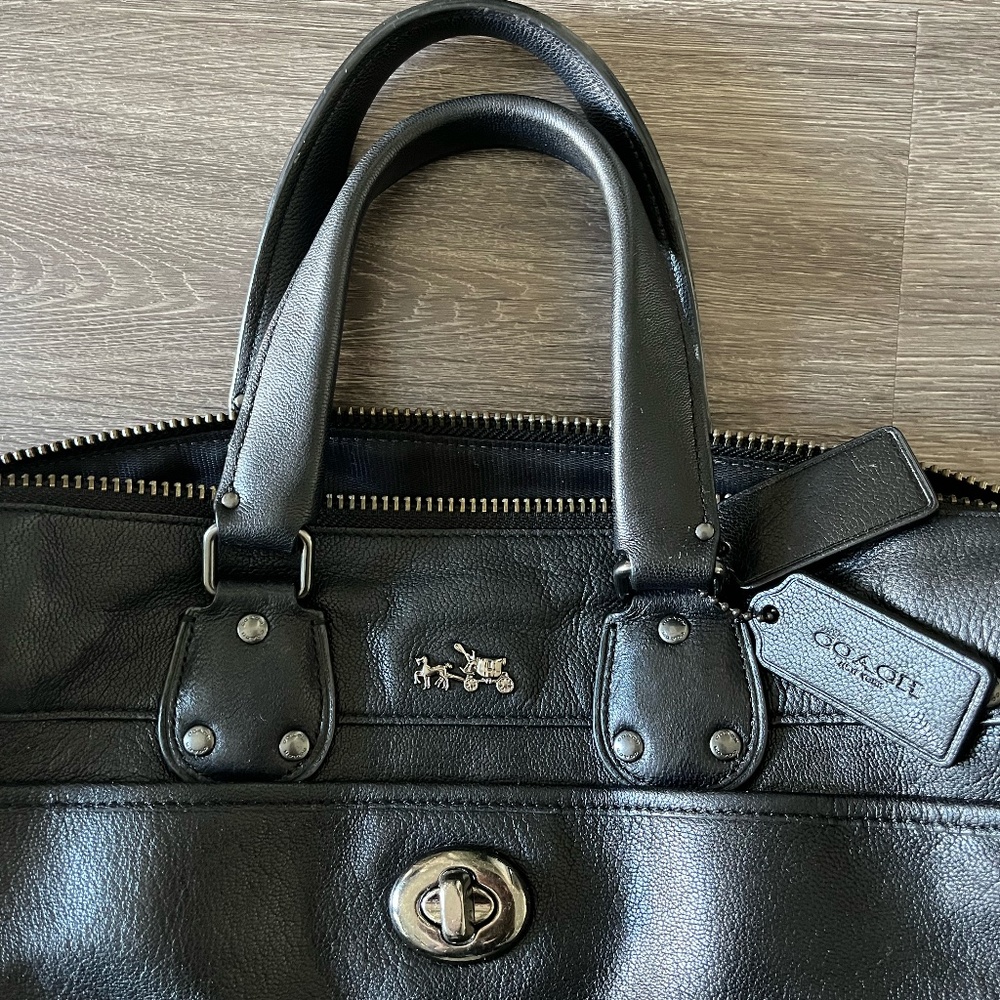 EUC!!! Coach Rhyder 1941 Collection Black Pebbled Leather Satchel Handbag - Picture 3 of 14